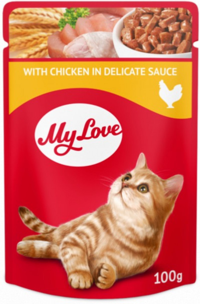 ماي لوف ظرف رطب بالدجاج للقطط 100 جرام ماي لوف ظرف رطب بالدجاج للقطط 100 جرام