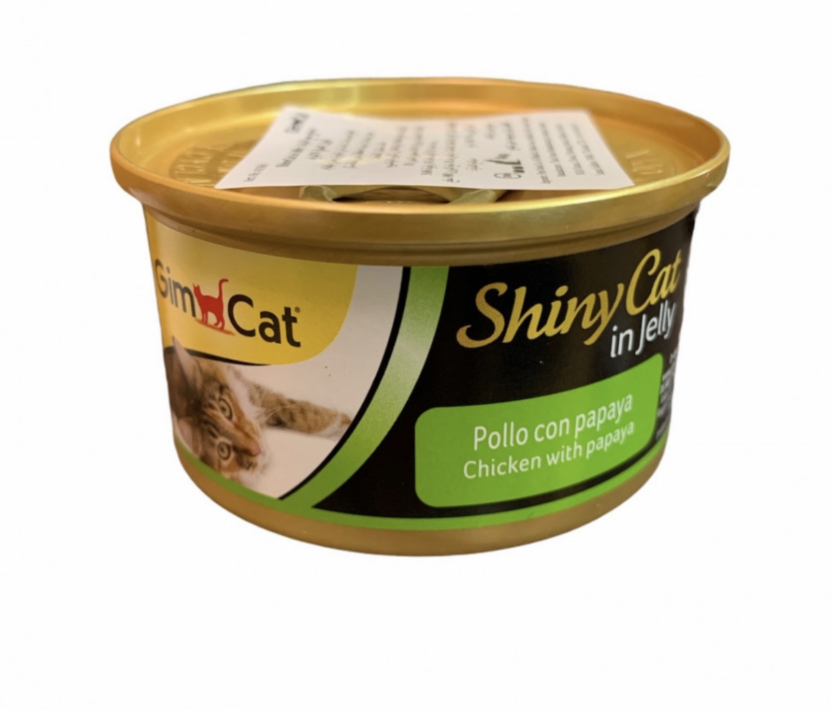 طعام رطب "شايني كات" دجاج مع البابايا بالجلي للقطط من جيم كات 70 جم