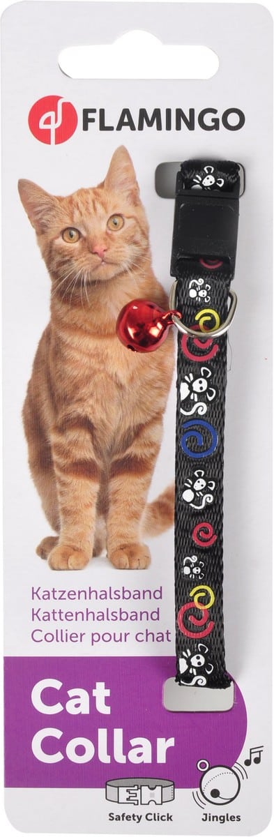 طوق فلامنقو للقطط أسود برسومات 35-20 سم