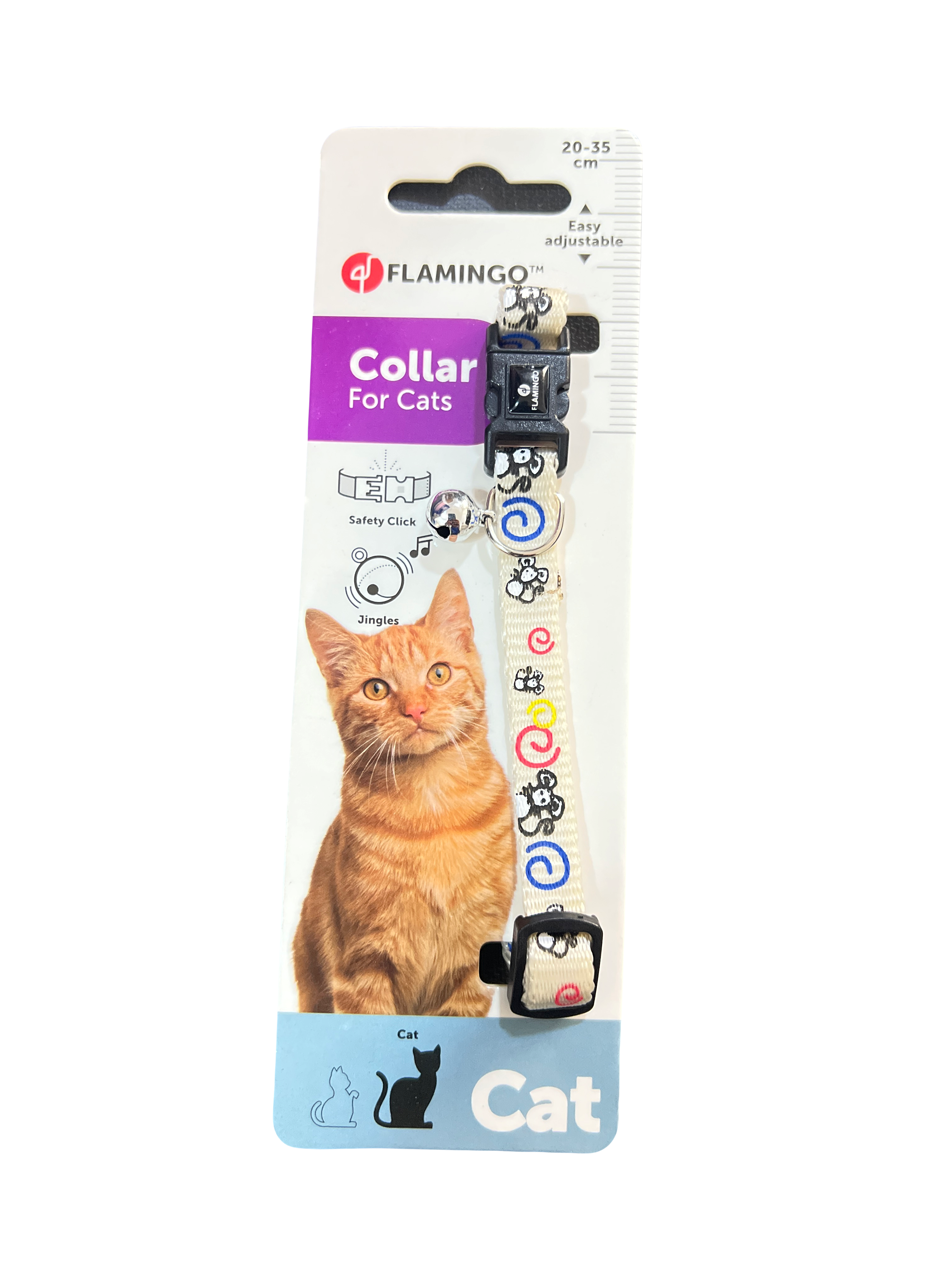 طوق فلامنقو للقطط بيج برسومات 35-20 سم