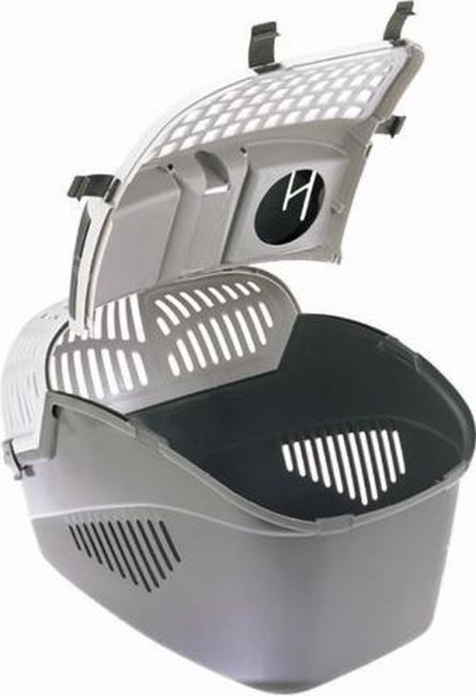 صندوق تنقل للقطط  حجم كبير  رصاصي مع ابيض