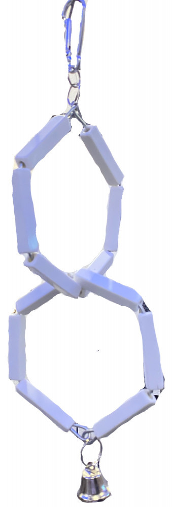 استاند خرز ابيض مع جرس للطيور الصغيره