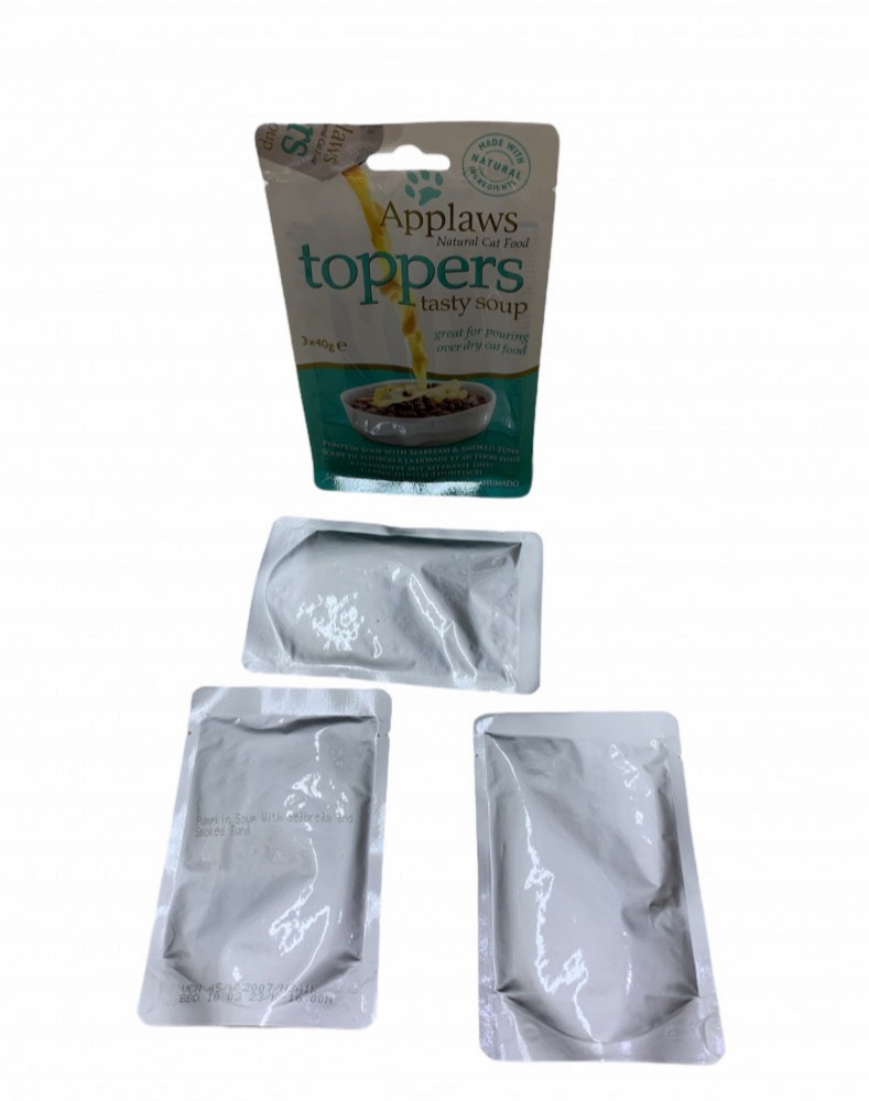 ابلاوز طعام قطط رطب 3 أظرف من حساء اليقطين بقطع التونة والابراميس 3*40g