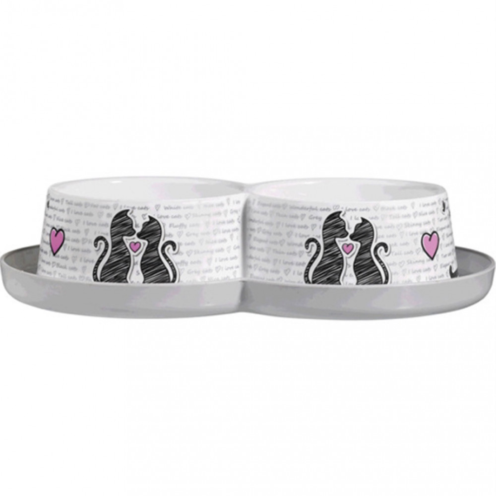 صحن طعام المحبين ابيض عميق مزدوج من موديرنا