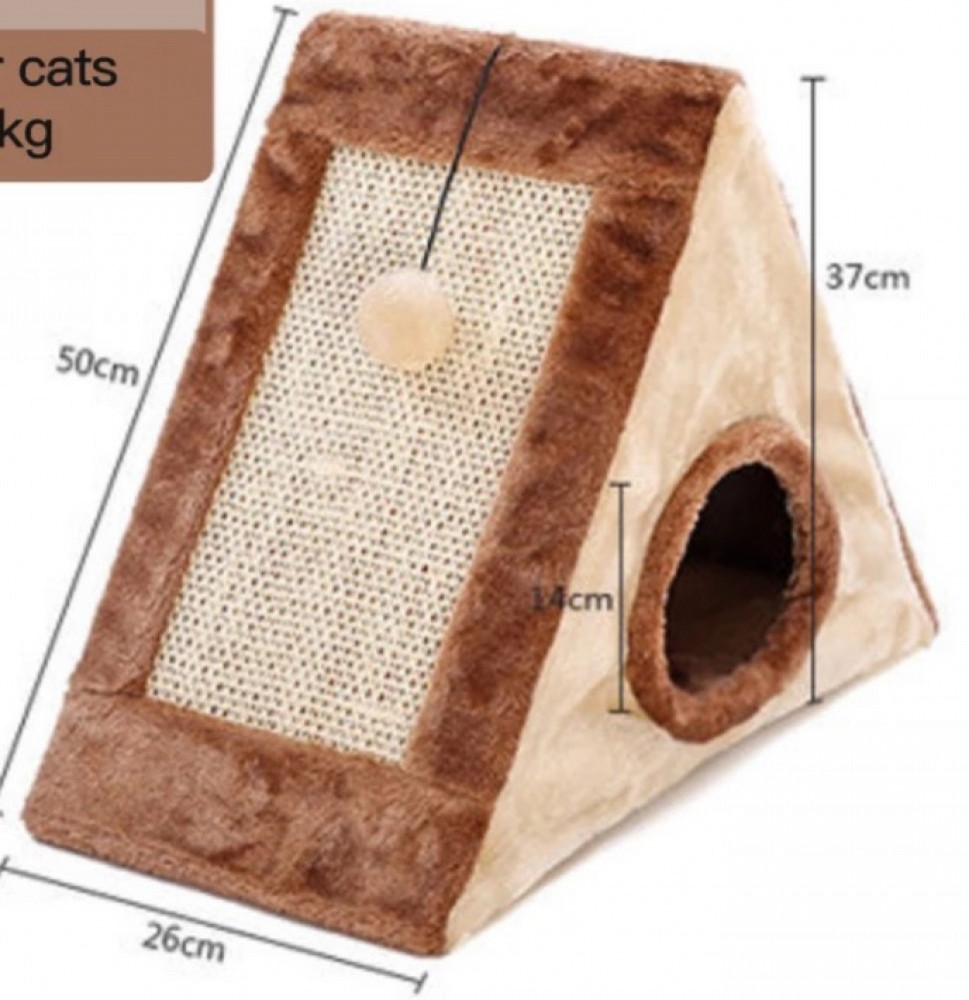بيت قطط بتصميم كوخ مع خداشة قابلة للطي بيت قطط بتصميم كوخ مع خداشة قابلة للطي