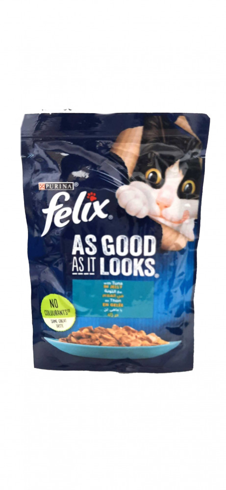 اظرف رطبة فيلكس للقطط البالغة تونا بالجلي 85جرام