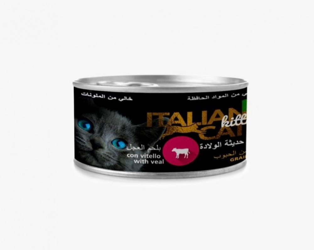 ايتاليان كات طعام رطب للقطط حديثة الولادة بنكهة لحم العجل85جرام