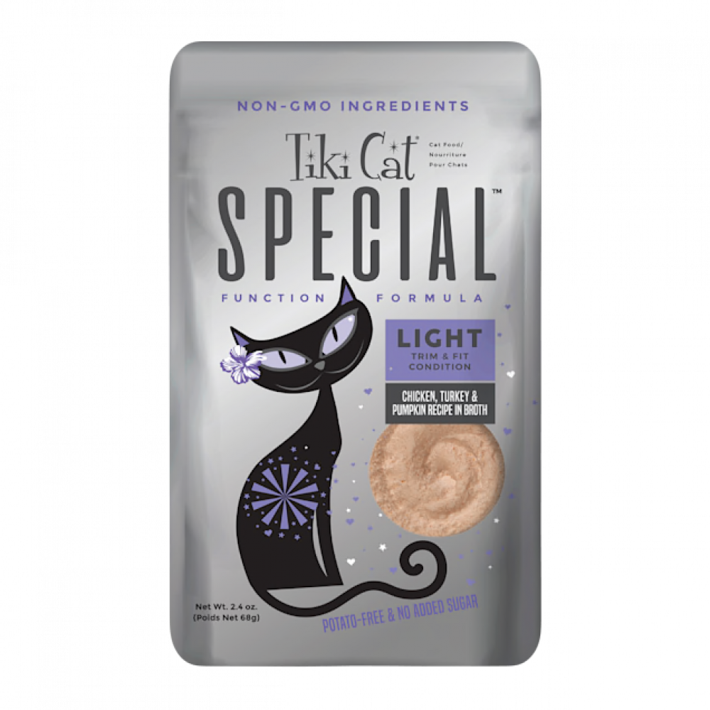 تيكي كات سبيشال لايت الدجاج والديك الرومي والقرع في مرق طعام رطب للقطط 68 جرام