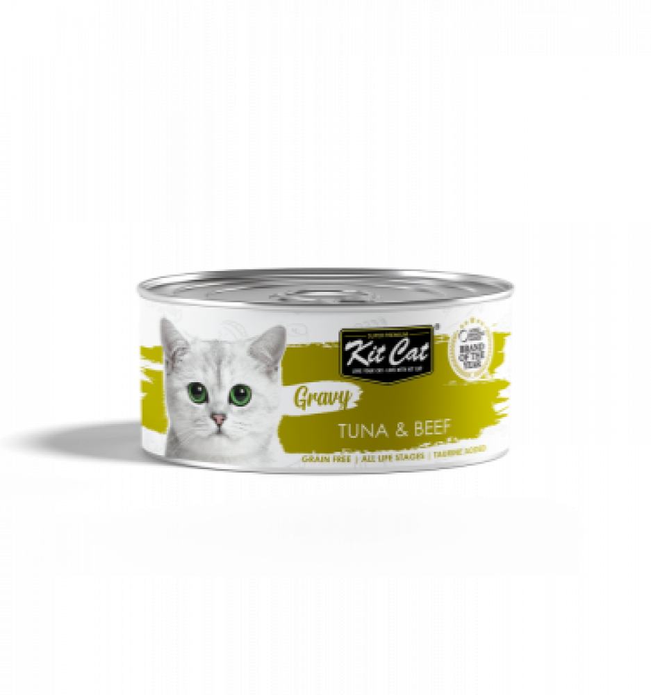 كت كات جرايفي معلبات للقطط تونا ولحم بقري بالمرق   70 جرام