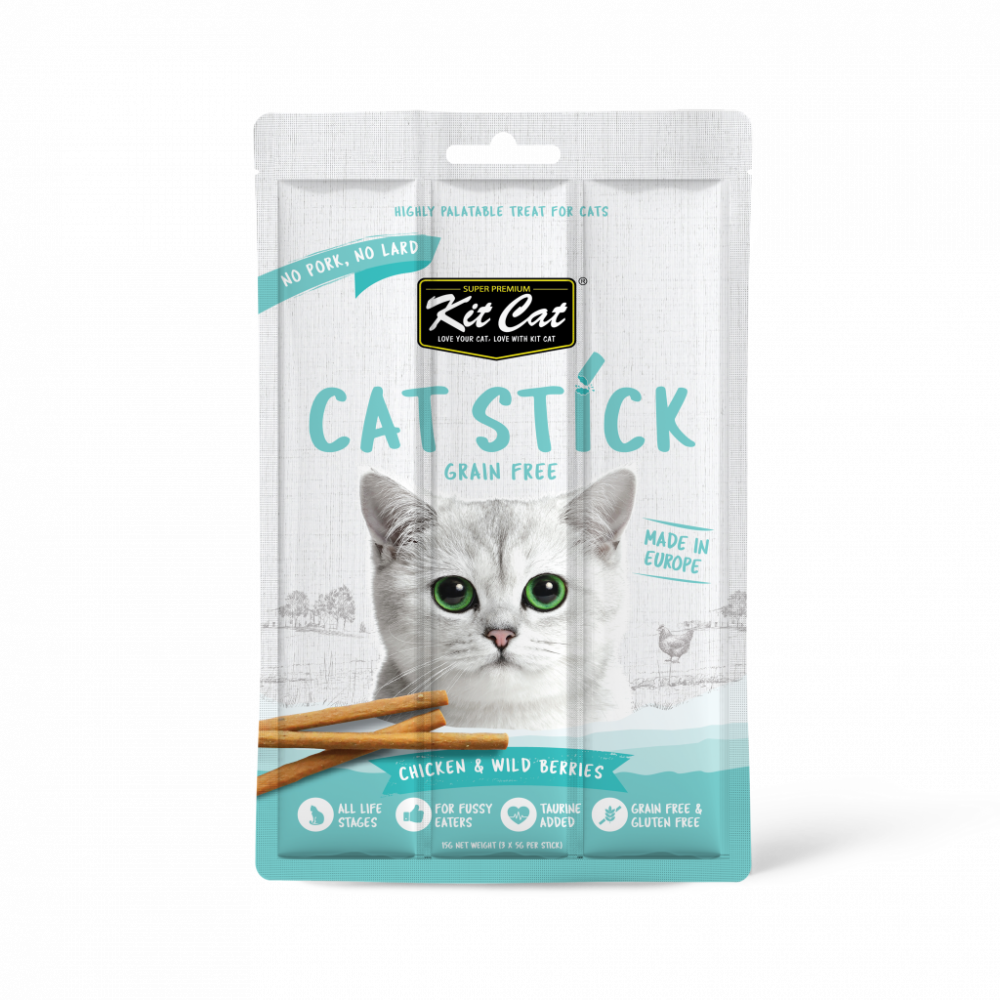 كت كات مكافأة اعواد دجاج والتوت البري  للقطط 15غ