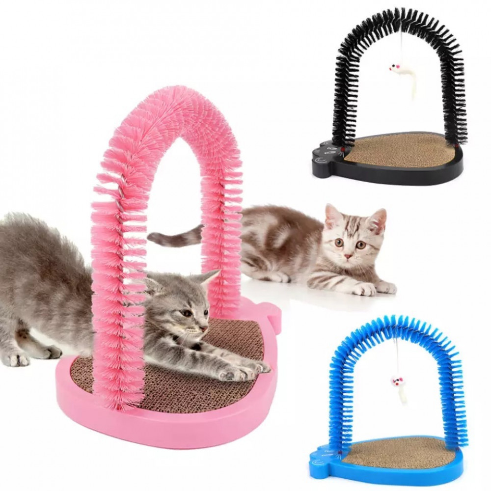 حكاكة قطط ملونة مع قاعدة خداشة كرتون