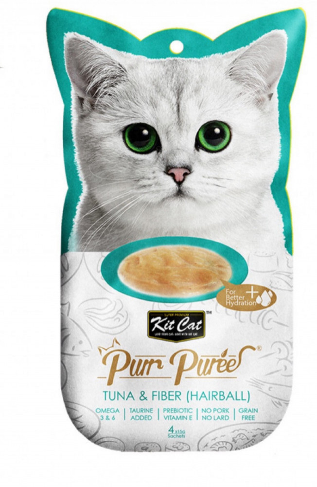 كت كات مكافأة تونا وألياف لكرات الشعر و 15غ×4 أكياس