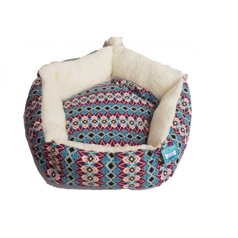 سرير قطط وكلاب مريح مزركش ازرق