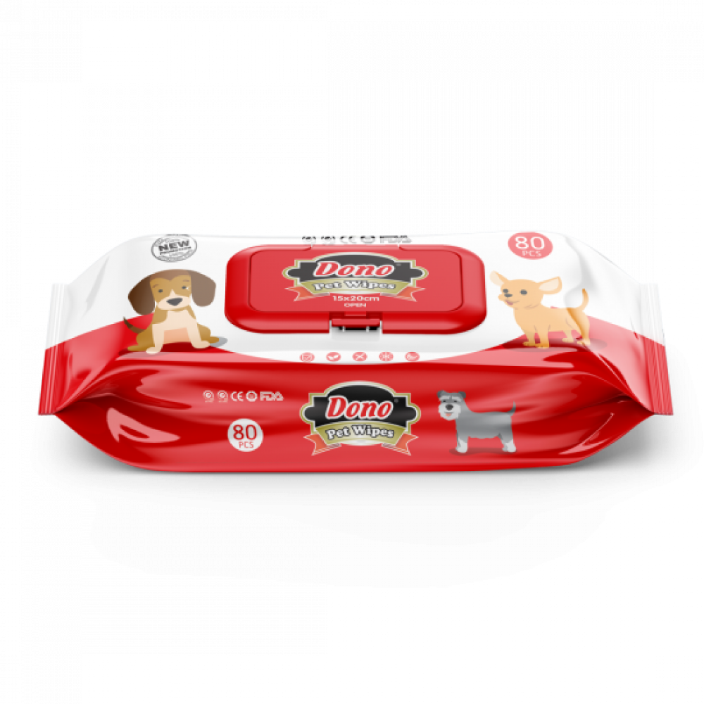 مناديل معقمة المبللة معطرة لتنظيف القطط والكلاب 80قطعة