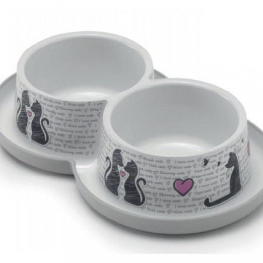 صحن طعام المحبين ابيض عميق مزدوج من موديرنا