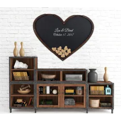 Heart Shape with wooden background Wedding Guest Book