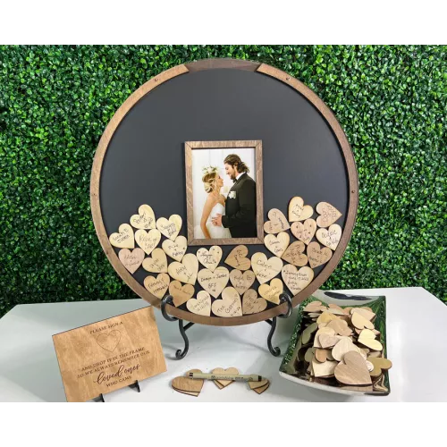 طارة أمنيات دائري خشب اسود مع صورة