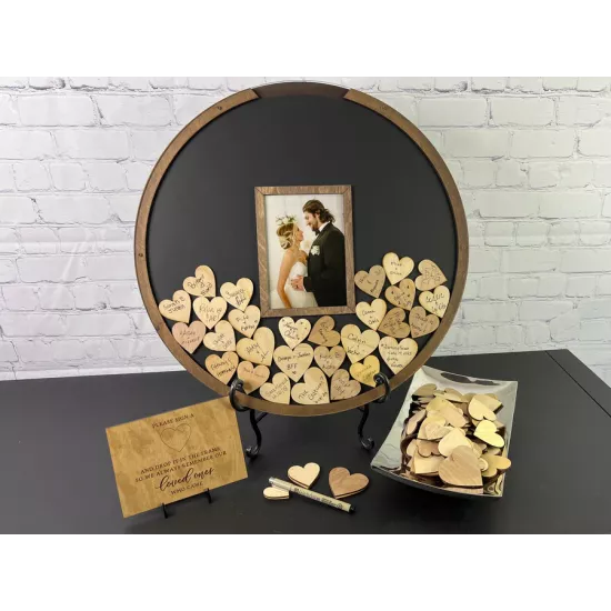 طارة أمنيات دائري خشب اسود مع صورة طارة أمنيات دائري خشب اسود مع صورة