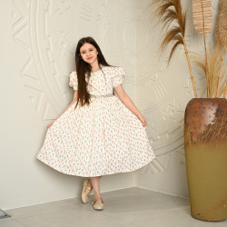 فستان بناتي بطبعة الورود - 682 فستان بناتي بطبعة الورود - 682