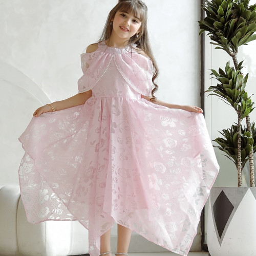 فستان بناتي زهري بتصميم ساحر يهبل - Mk2501012 فستان بناتي زهري بتصميم ساحر يهبل - Mk2501012