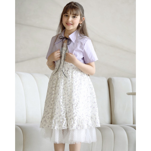 فستان بناتي مشجر وجاكيت - Mk2501008 فستان بناتي مشجر وجاكيت - Mk2501008