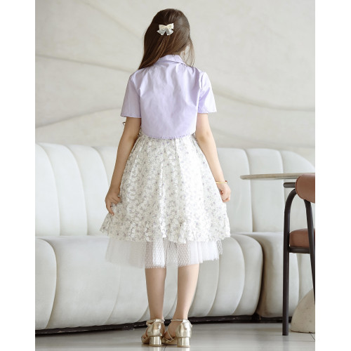 فستان بناتي مشجر وجاكيت - Mk2501008 فستان بناتي مشجر وجاكيت - Mk2501008