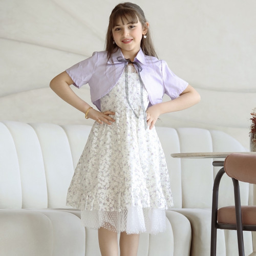 فستان بناتي مشجر وجاكيت - Mk2501008 فستان بناتي مشجر وجاكيت - Mk2501008