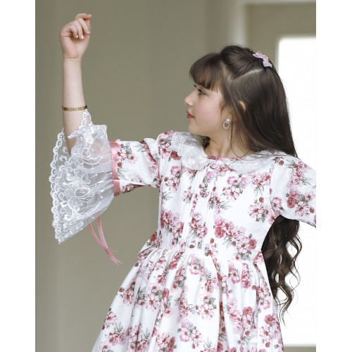 فستان بناتي بنقشات ورود - 903 فستان بناتي بنقشات ورود - 903