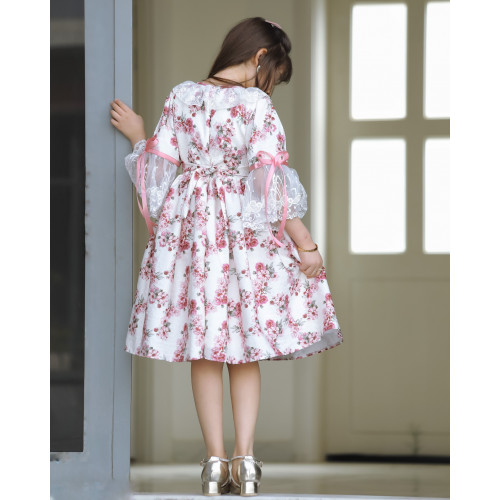 فستان بناتي بنقشات ورود - 903 فستان بناتي بنقشات ورود - 903