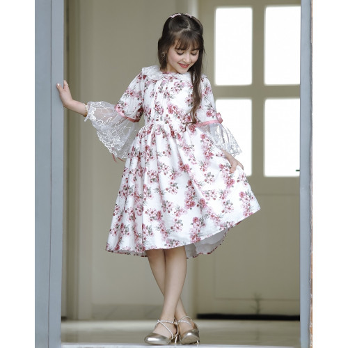 فستان بناتي بنقشات ورود - 903 فستان بناتي بنقشات ورود - 903