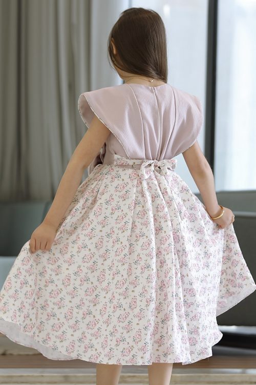 فستان بناتي سبور بفيونكه على الخصر - 902