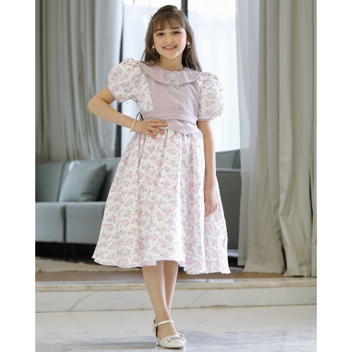 فستان بناتي سبور حزام واكسسوار على الصدر - 900 فستان بناتي سبور حزام واكسسوار على الصدر - 900