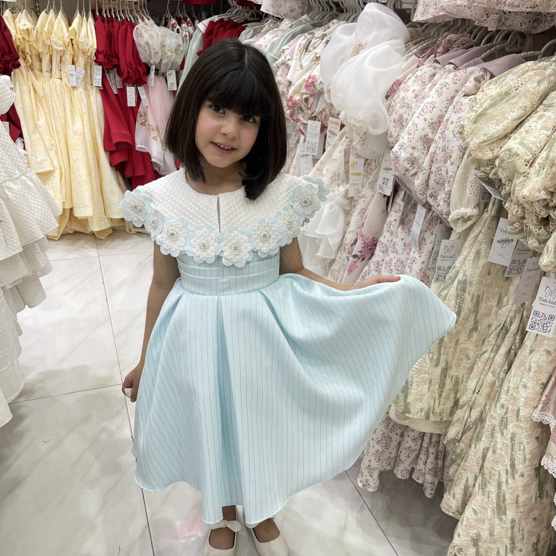 فستان بناتي دلعة ورود لونين - 927