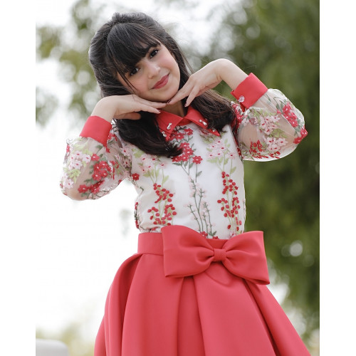 تيور بناتي أحمر مشجر - m3658 تيور بناتي أحمر مشجر - m3658