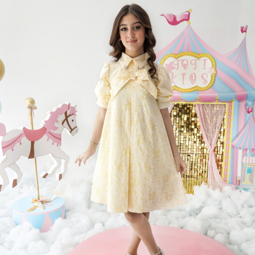 فستان بناتي بتفاصيل كسرة ولمسات جلابية - 990 فستان بناتي بتفاصيل كسرة ولمسات جلابية - 990