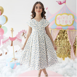 فستان بناتي مورد نسمة من حقل زهور - 1014 فستان بناتي مورد نسمة من حقل زهور - 1014