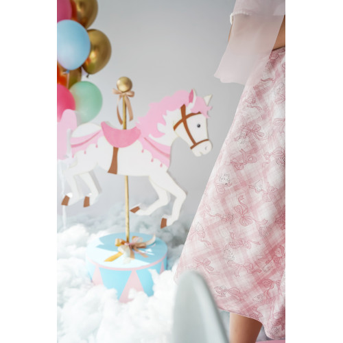 فستان بناتي كاروهات وردي تصميم كلاسيكي للحفلات - 1019 فستان بناتي كاروهات وردي تصميم كلاسيكي للحفلات - 1019