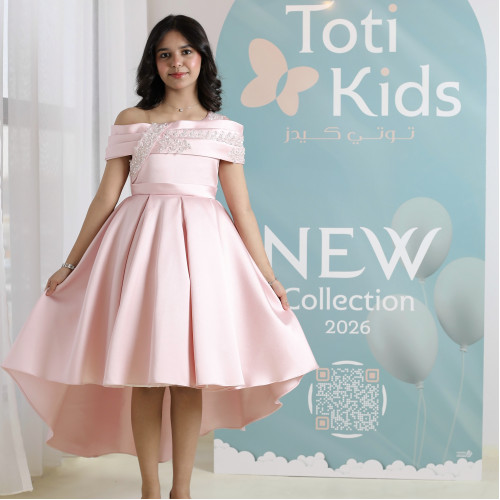 فستان بناتي وردي أوف شولدر | فستان هاي لو للمناسبات - M3750 فستان بناتي وردي أوف شولدر | فستان هاي لو للمناسبات - M3750