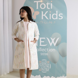 طقم فستان وجاكيت بناتي بجيوب | تصميم مورد فاخر للمناسبات - 1112