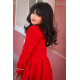 فستان بناتي مخمل أحمر بياقة مرصعة | فستان شتوي كلاسيكي - M3776