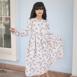 فستان بناتي مورد بياقة دانتيل فاخرة | فستان شتوي أنيق - M3766