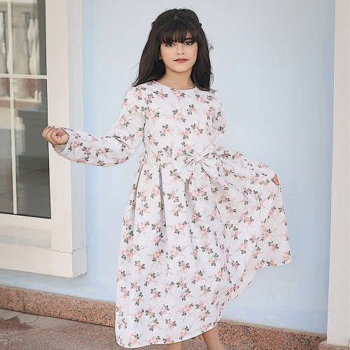 فستان بناتي مورد بياقة دانتيل فاخرة | فستان شتوي أنيق - M3766