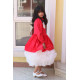 فستان بناتي أحمر وتنورة كب كيك | فستان شتوي للحفلات - M3775