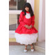 فستان بناتي أحمر وتنورة كب كيك | فستان شتوي للحفلات - M3775