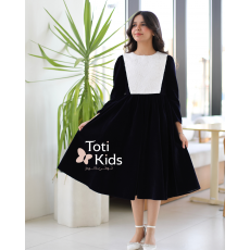 فستان بناتي مخمل بـلونين بصدر مطرز | تصميم شتوي بزهور - 1118 فستان بناتي مخمل بـلونين بصدر مطرز | تصميم شتوي بزهور - 1118