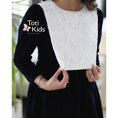 فستان بناتي مخمل بـلونين بصدر مطرز | تصميم شتوي بزهور - 1118 فستان بناتي مخمل بـلونين بصدر مطرز | تصميم شتوي بزهور - 1118