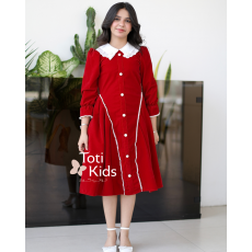 فستان بناتي مخمل بـلونين | أزرار ولؤلؤ لتصميم كلاسيكي - 1126 فستان بناتي مخمل بـلونين | أزرار ولؤلؤ لتصميم كلاسيكي - 1126