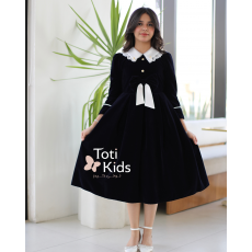 فستان بناتي مخمل بـلونين بفيونكة | تصميم كلاسيكي بتفاصيل كم مميزة- 1122 فستان بناتي مخمل بـلونين بفيونكة | تصميم كلاسيكي بتفاصيل كم مميزة- 1122