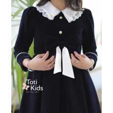 فستان بناتي مخمل بـلونين بفيونكة | تصميم كلاسيكي بتفاصيل كم مميزة- 1122 فستان بناتي مخمل بـلونين بفيونكة | تصميم كلاسيكي بتفاصيل كم مميزة- 1122