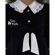 فستان بناتي مخمل بـلونين بفيونكة | تصميم كلاسيكي بتفاصيل كم مميزة- 1122 فستان بناتي مخمل بـلونين بفيونكة | تصميم كلاسيكي بتفاصيل كم مميزة- 1122